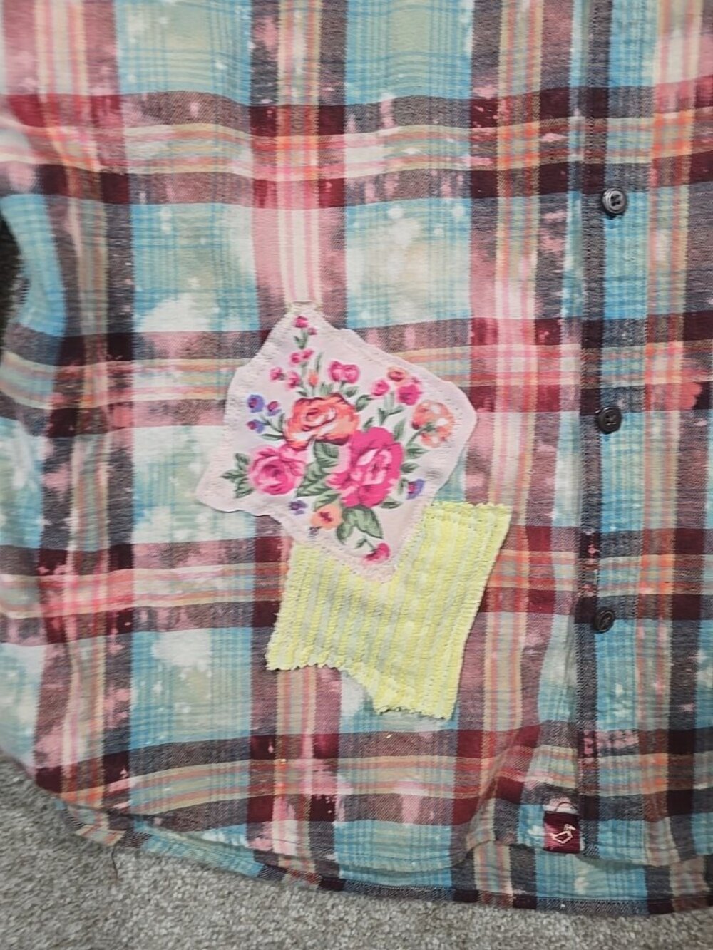 OOAK Upcycled Flannel Shacket Shirt Sarcastic Humor Smile Say God Bless XL - Picture 4 of 14